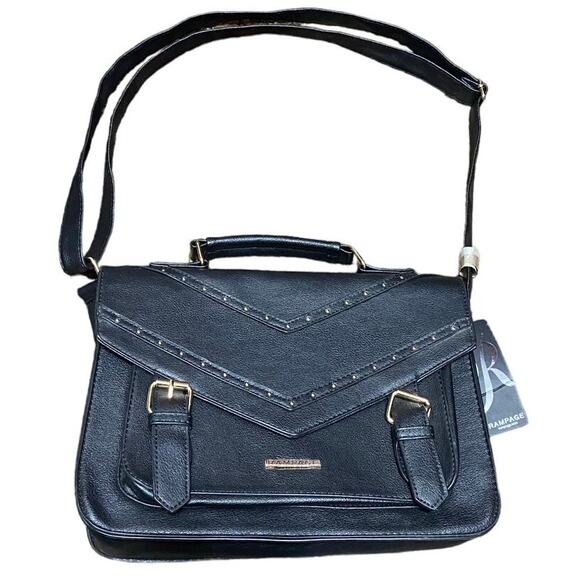 NWT Rampage Black satchel style purse with handle, shoulder strap or cross body - Picture 1 of 10